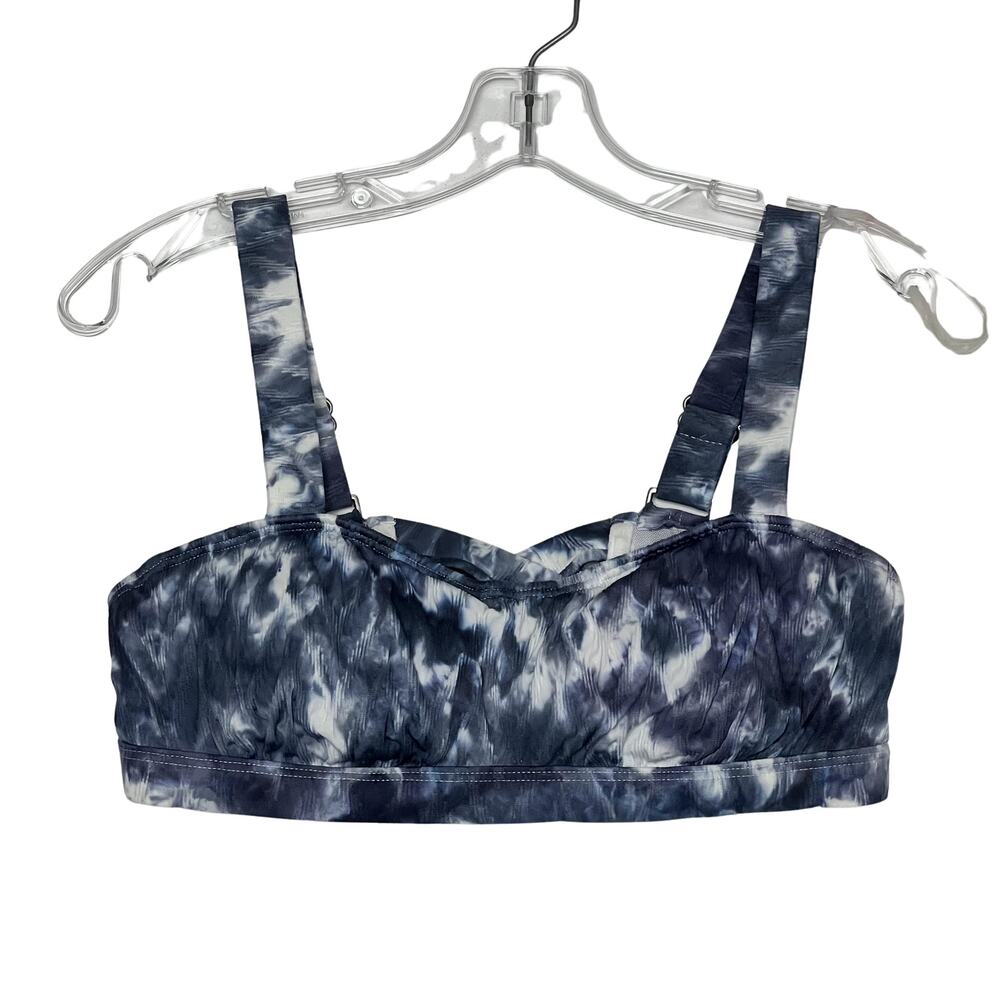 Athleta Tie Dye Bikini Lycra UPF 50+ Adjustable Underwire Blue White 34 B C